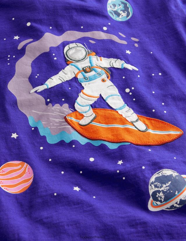 Boden Baby Baumwoll-T-Shirt mit Weltraum-Print VH86PT395 Kleidung Blauer Mergel-Surfer