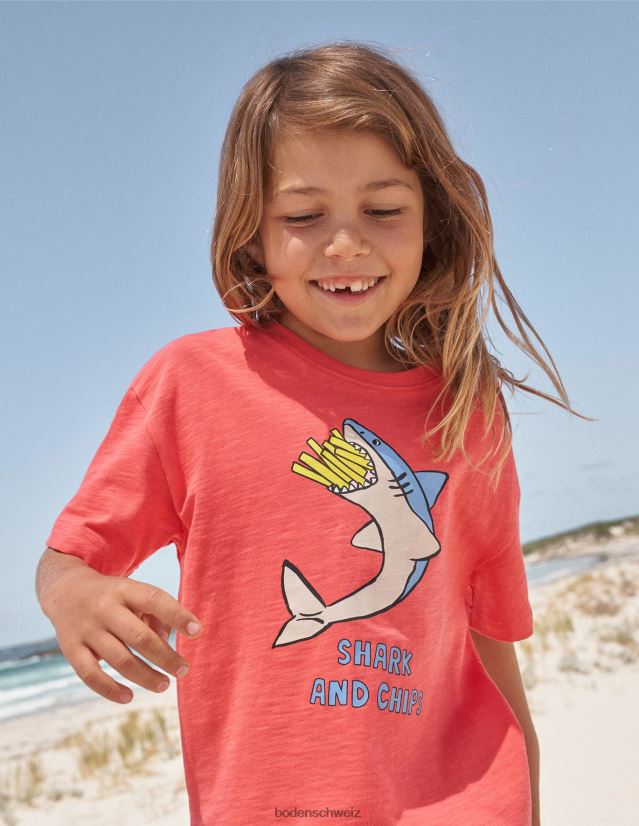 Boden Baby Bedrucktes Humor-T-Shirt VH86PT3378 Kleidung Marmelade Roter Hai