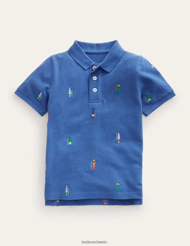 Boden Baby Besticktes Piqué-Poloshirt VH86PT414 Kleidung blaue Paddle-Boards
