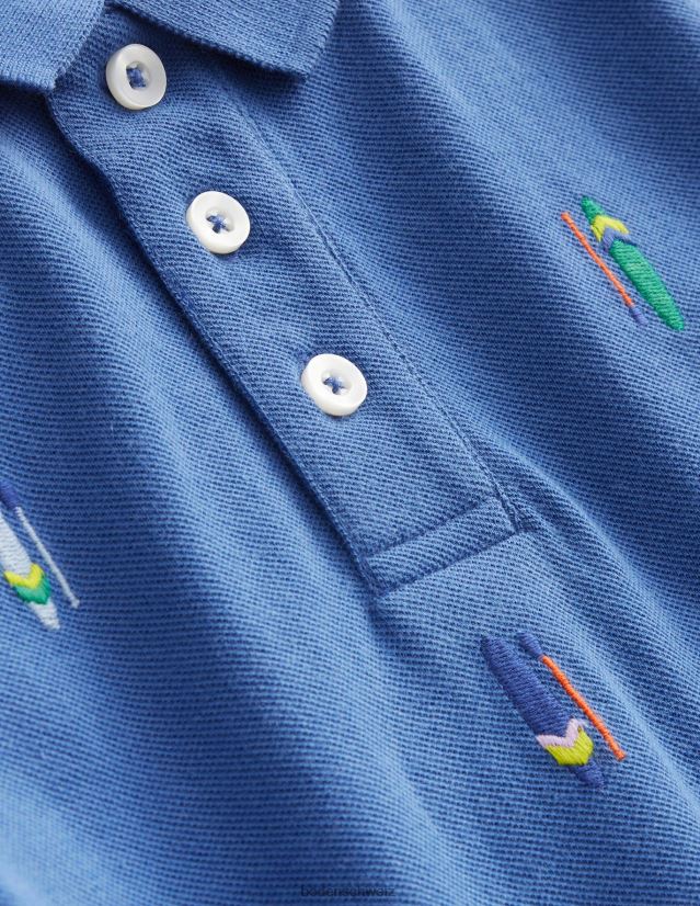 Boden Baby Besticktes Piqué-Poloshirt VH86PT414 Kleidung blaue Paddle-Boards