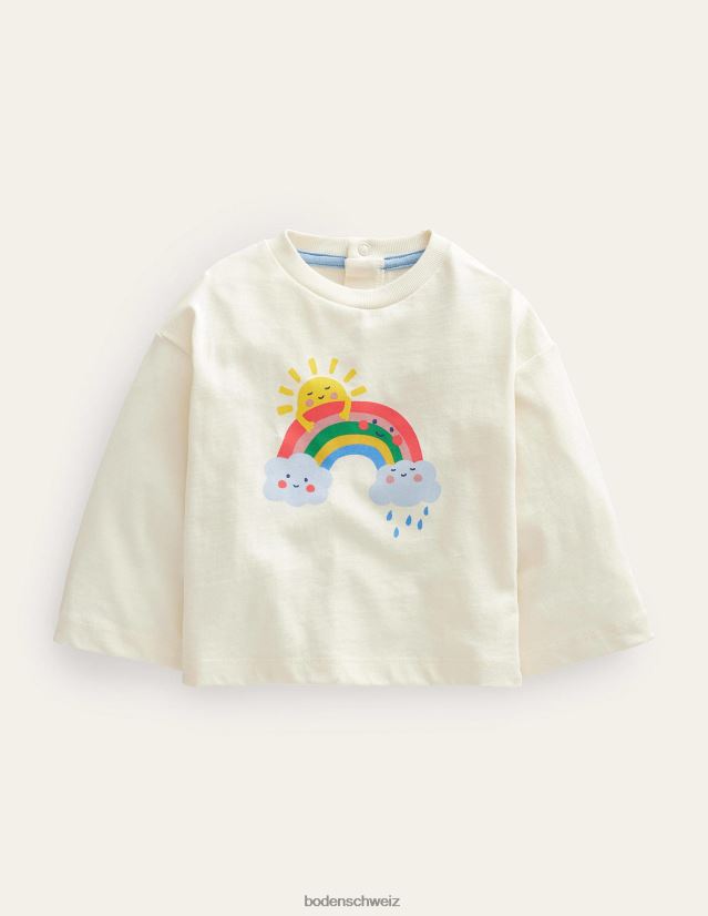 Boden Baby Entspanntes Regenbogen-T-Shirt VH86PT3341 Kleidung Elfenbeinfarbener Regenbogen