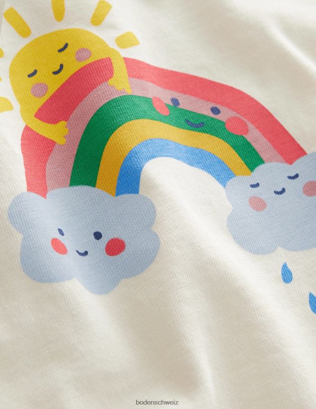 Boden Baby Entspanntes Regenbogen-T-Shirt VH86PT3341 Kleidung Elfenbeinfarbener Regenbogen