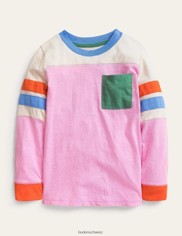 Boden Baby Farbblock-T-Shirt VH86PT3432 Kleidung lila Chiffon-Rosa