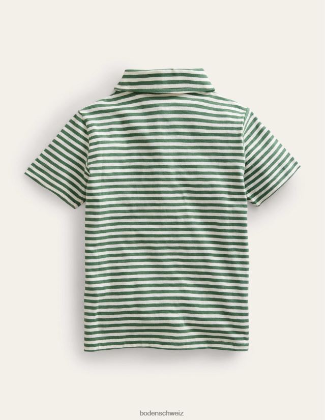 Boden Baby Gestreiftes, geflammtes Poloshirt VH86PT434 Kleidung Rosmarin/Elfenbein