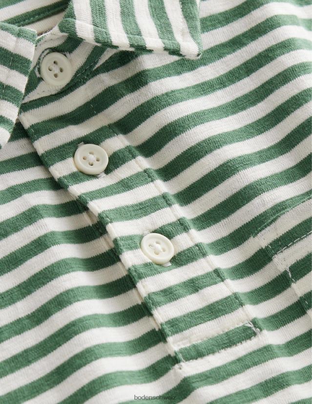 Boden Baby Gestreiftes, geflammtes Poloshirt VH86PT434 Kleidung Rosmarin/Elfenbein