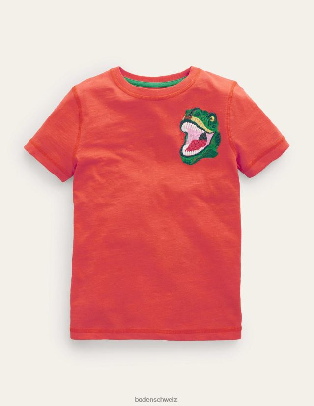Boden Baby Gewaschenes Superstitch-T-Shirt VH86PT3414 Kleidung Mandarinen-Dinosaurier