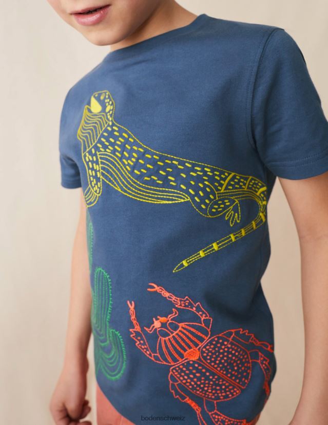 Boden Baby Grobstrick-T-Shirt VH86PT3424 Kleidung Roboter blaue Eidechse