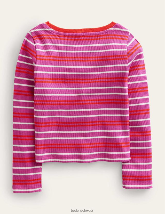 Boden Baby Kurz geschnittenes Langarm-T-Shirt VH86PT426 Kleidung Phlox rosa/Dahlie