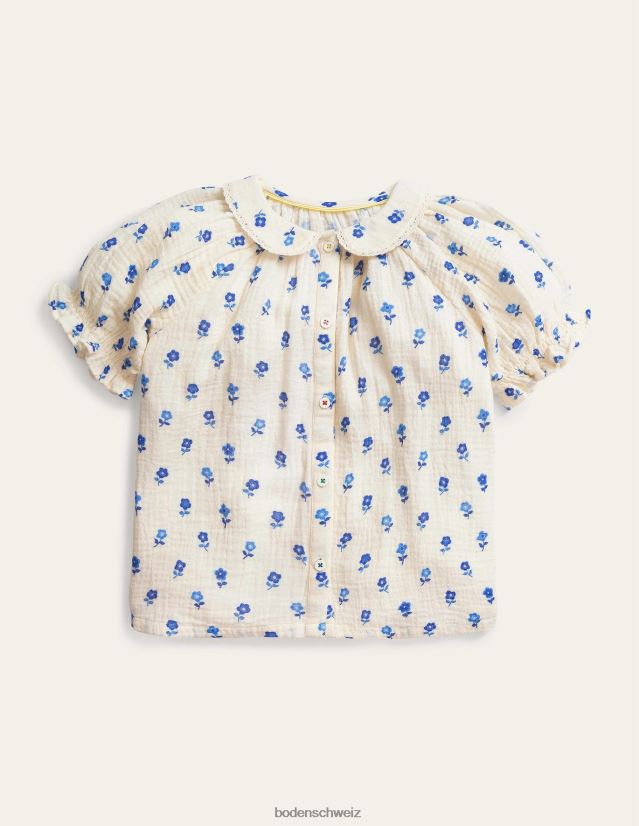 Boden Baby Kurzes Oberteil mit Puffärmeln VH86PT3390 Kleidung Vanilleschote blumig