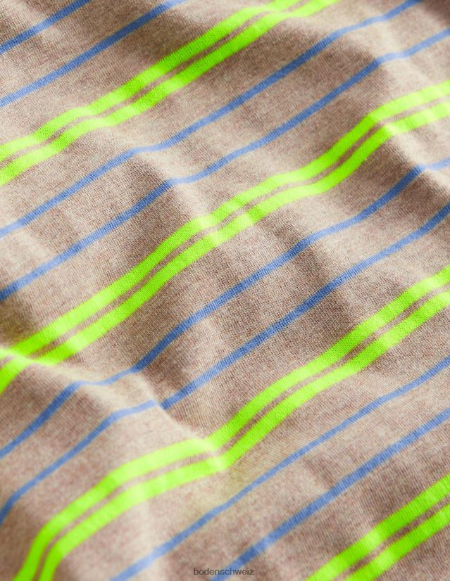 Boden Baby Lässiges T-Shirt mit Neonstreifen VH86PT392 Kleidung Haferflocken meliert/neongelb