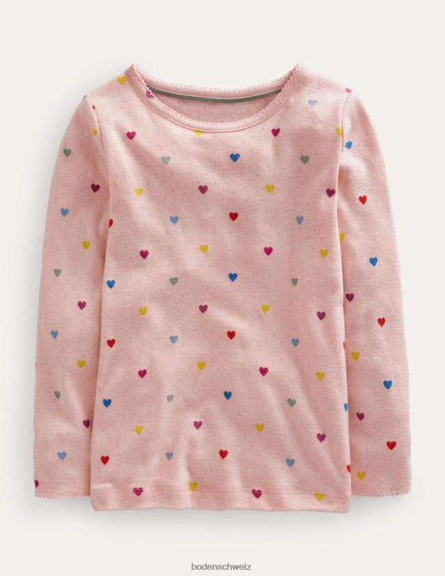 Boden Baby Langärmliges Pointelle-Oberteil VH86PT405 Kleidung Provence rosa Herzen