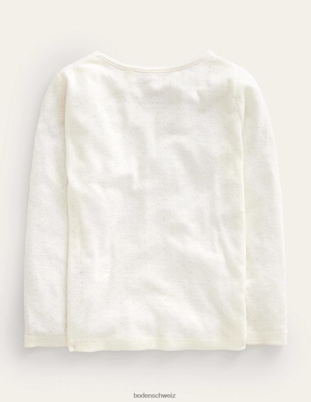 Boden Baby Langärmliges Pointelle-Oberteil VH86PT409 Kleidung Elfenbein