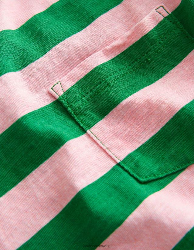 Boden Baby Langärmliges, gewaschenes T-Shirt VH86PT422 Kleidung Französisches Rosa/Tiefgrün