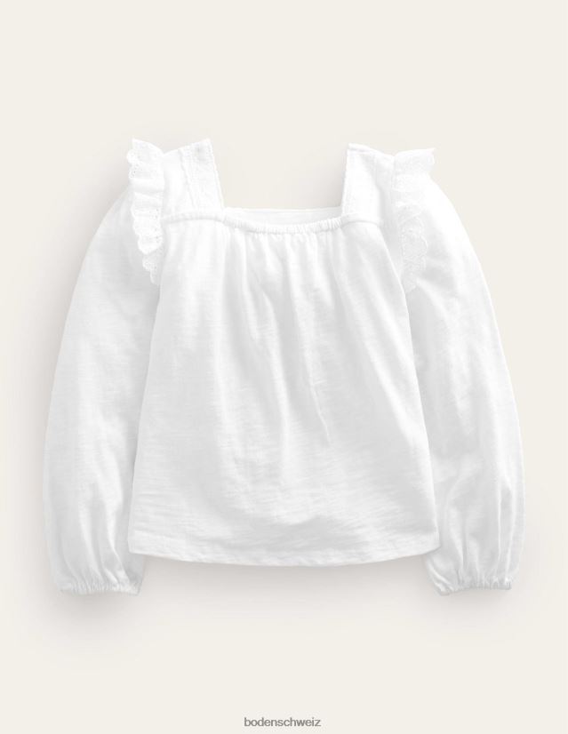 Boden Baby Oberteil aus Broderie-Mix mit quadratischem Ausschnitt VH86PT3331 Kleidung Weiß