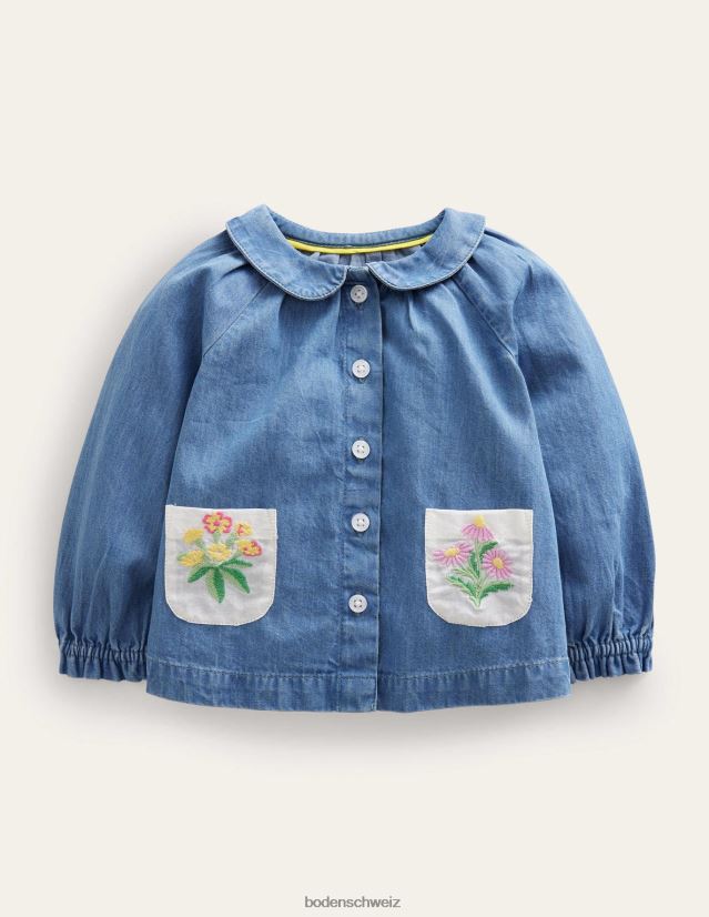 Boden Baby Oberteil mit Chambray-Kragen VH86PT3364 Kleidung mittleres Chambray