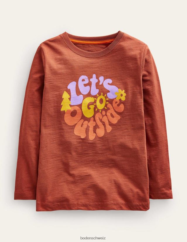 Boden Baby Slogan-T-Shirt VH86PT413 Kleidung geröstetes Kastanienbraun