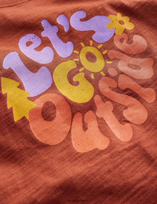 Boden Baby Slogan-T-Shirt VH86PT413 Kleidung geröstetes Kastanienbraun