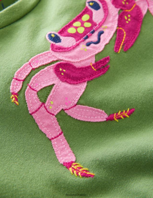 Boden Baby Strukturiertes T-Shirt mit Applikationen VH86PT3377 Kleidung Safari-grüne Krabben