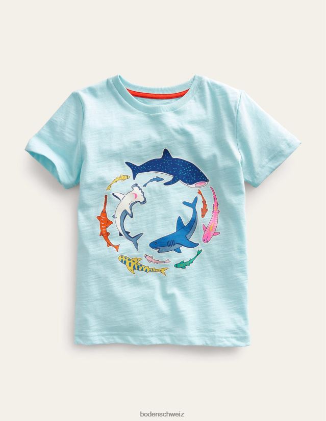 Boden Baby T-Shirt, das im Dunkeln leuchtet VH86PT3404 Kleidung Eisblauer Aquahai
