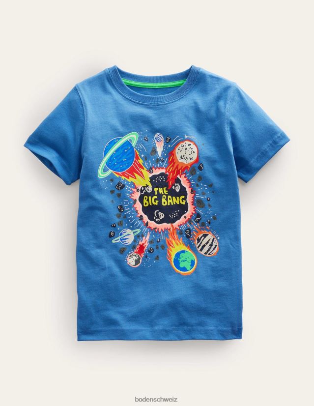 Boden Baby T-Shirt mit Glow-Slogan VH86PT3343 Kleidung Delfter Blauraum