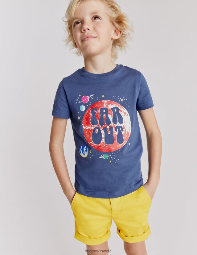Boden Baby T-Shirt mit Glow-Slogan VH86PT3436 Kleidung Roboterblauer Raum