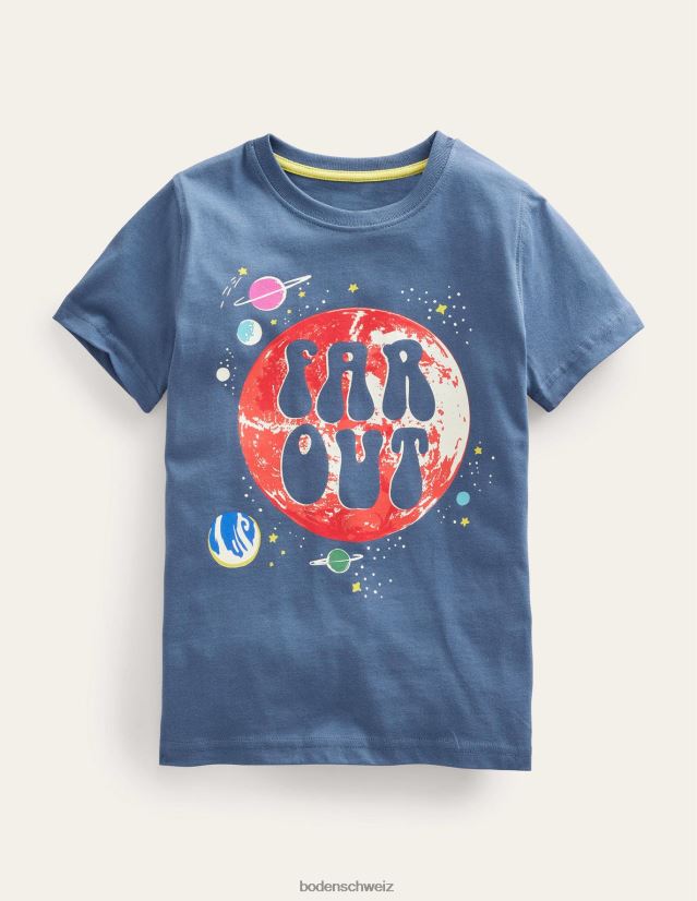 Boden Baby T-Shirt mit Glow-Slogan VH86PT3436 Kleidung Roboterblauer Raum