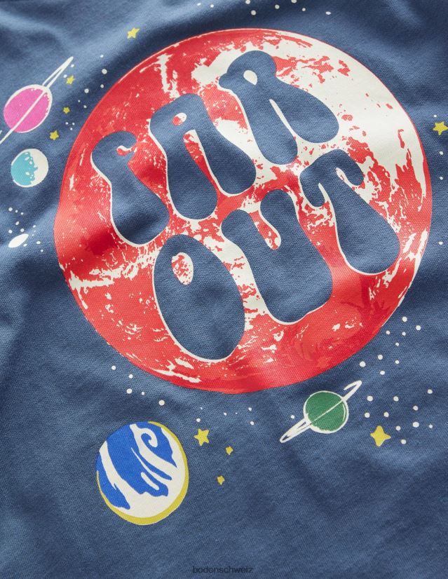 Boden Baby T-Shirt mit Glow-Slogan VH86PT3436 Kleidung Roboterblauer Raum
