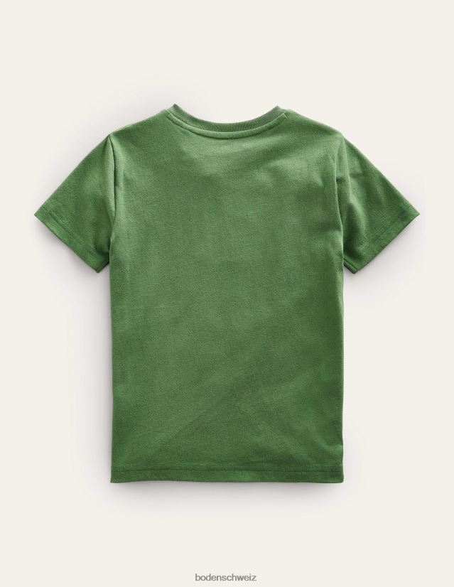 Boden Baby T-Shirt mit Kettenstich-Slogan VH86PT3422 Kleidung Safarigrün sei freundlich