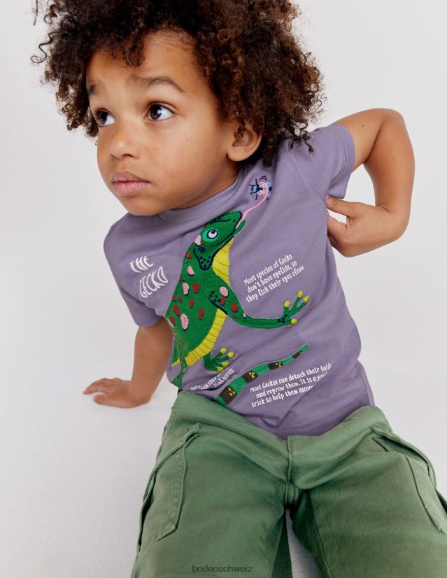 Boden Baby T-Shirt mit Tierfakten VH86PT3374 Kleidung neblige Lavendeleidechse