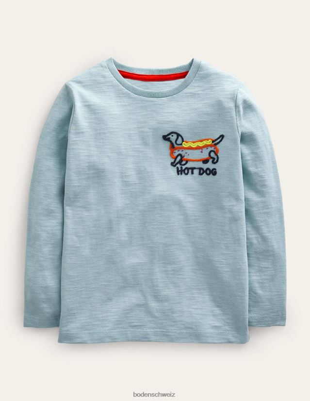 Boden Baby T-Shirt mit aufgesticktem Logo VH86PT397 Kleidung Blauer Hot Dog