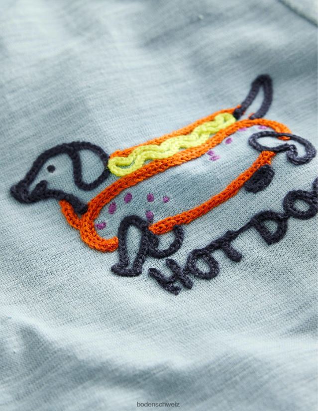 Boden Baby T-Shirt mit aufgesticktem Logo VH86PT397 Kleidung Blauer Hot Dog