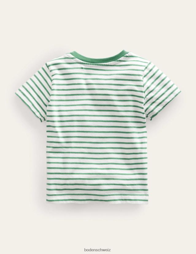 Boden Baby T-Shirt mit bestickter Grafik VH86PT3349 Kleidung Elfenbein/Csaritgrüne Biene