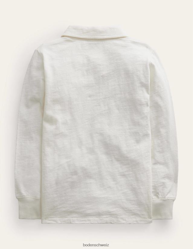 Boden Baby geflammtes Langarm-Poloshirt VH86PT433 Kleidung Elfenbein