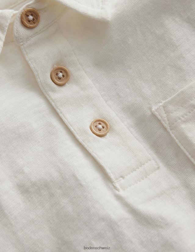 Boden Baby geflammtes Langarm-Poloshirt VH86PT433 Kleidung Elfenbein