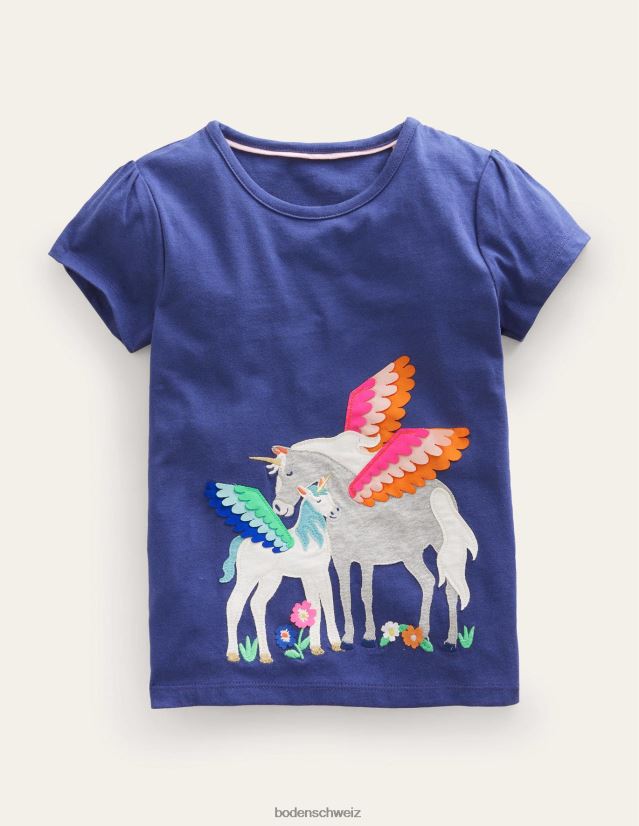 Boden Baby großes Applikationsoberteil VH86PT3455 Kleidung Weiche Steuerbord-Einhörner
