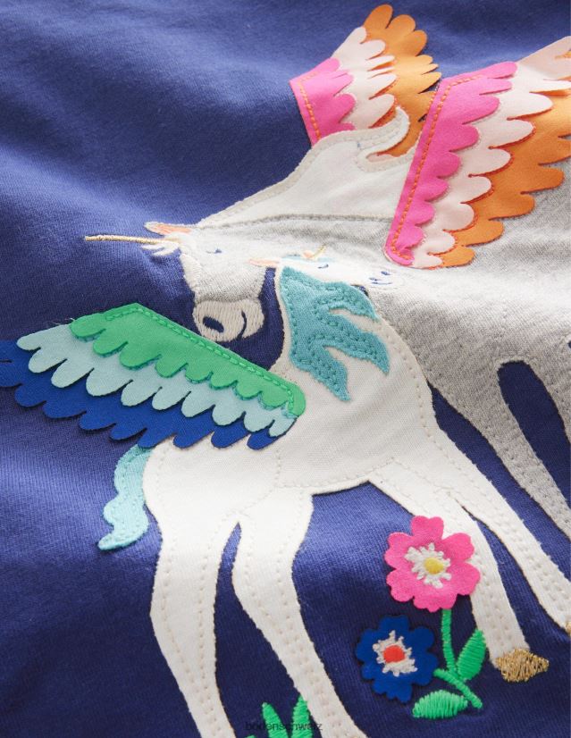 Boden Baby großes Applikationsoberteil VH86PT3455 Kleidung Weiche Steuerbord-Einhörner