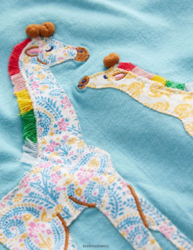 Boden Baby großes Applikationsoberteil VH86PT382 Kleidung Delphiniumblaue Giraffe