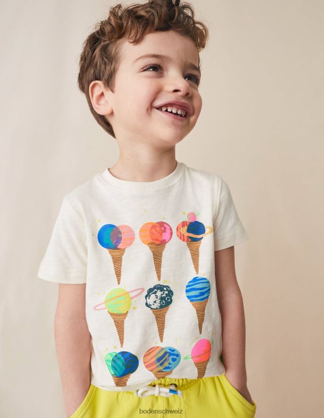 Boden Baby leuchtendes Eis-T-Shirt VH86PT3407 Kleidung Elfenbeinplaneten-Eiscreme