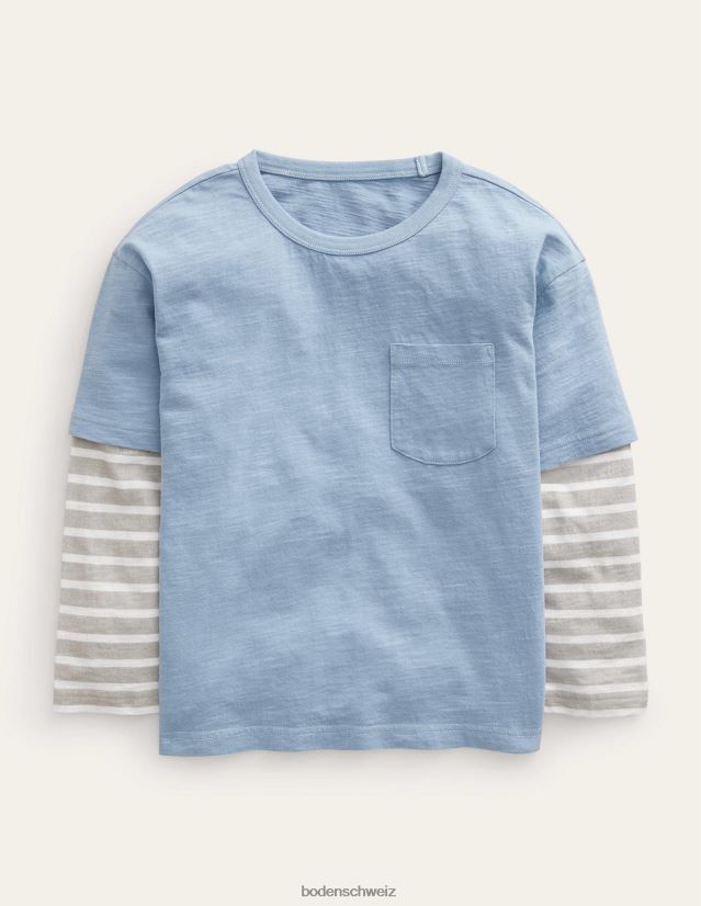Boden Baby mehrlagiges Langarm-T-Shirt VH86PT424 Kleidung kieselblau