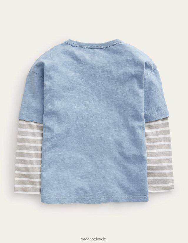 Boden Baby mehrlagiges Langarm-T-Shirt VH86PT424 Kleidung kieselblau