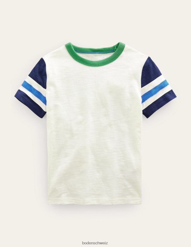Boden Baby sportliches Kurzarm-T-Shirt VH86PT3320 Kleidung Elfenbein/College-Marine