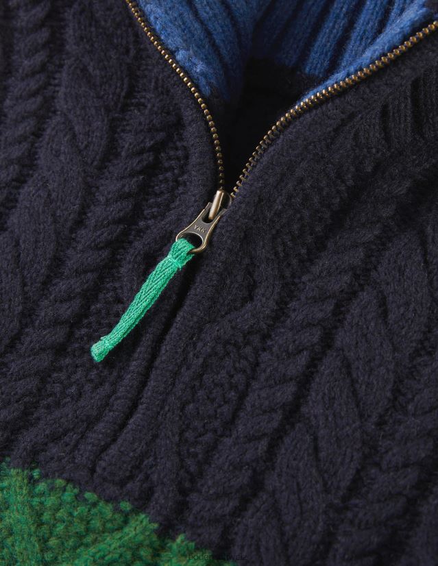 Boden Baby Farbblock-Pullover mit Zopfmuster und halbem Reißverschluss VH86PT3484 Kleidung Mehrfarbiger Block