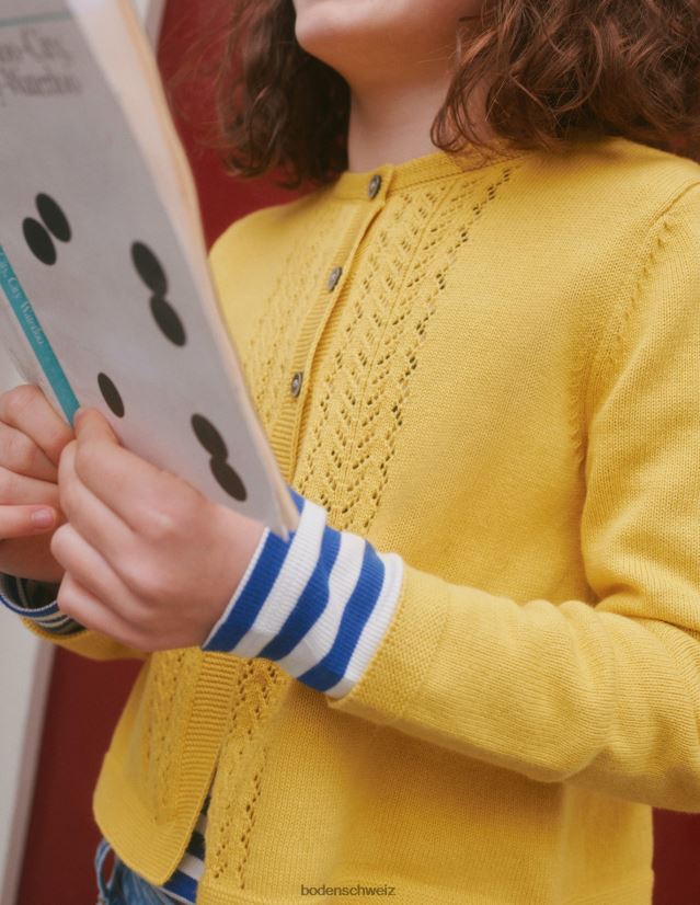 Boden Baby Strickjacke aus Pointelle-Baumwolle VH86PT540 Kleidung würziges Senfgelb