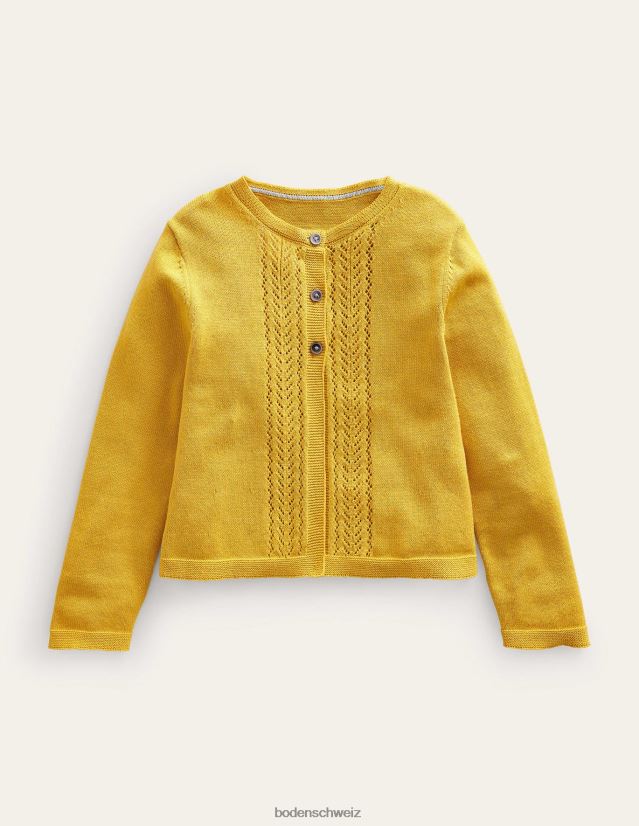 Boden Baby Strickjacke aus Pointelle-Baumwolle VH86PT540 Kleidung würziges Senfgelb