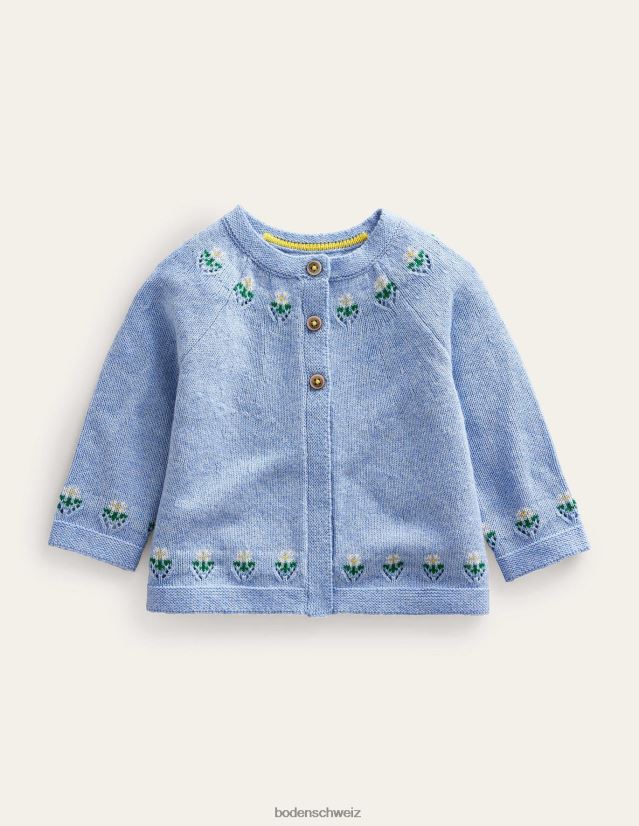 Boden Baby Strickjacke mit bestickten Blumen VH86PT3438 Kleidung Brunnera-Blau