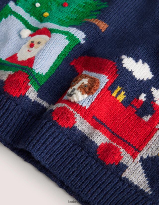 Boden Baby kuscheliger, lustiger Pullover VH86PT3358 Kleidung College-Marinezug