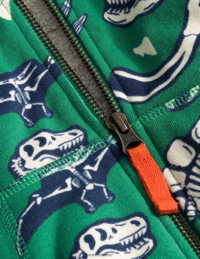 Boden Baby Kapuzenpullover mit Zottel-Print VH86PT3411 Kleidung tief grasgrüne Dinoknochen