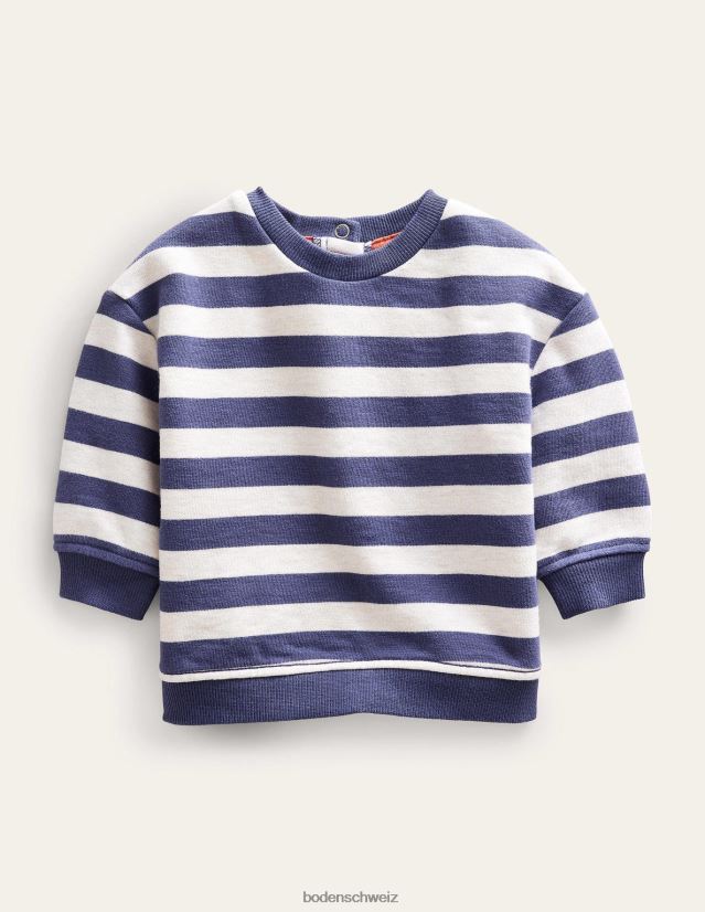 Boden Baby gestreiftes Sweatshirt VH86PT3466 Kleidung Haferflocken/Marineblau