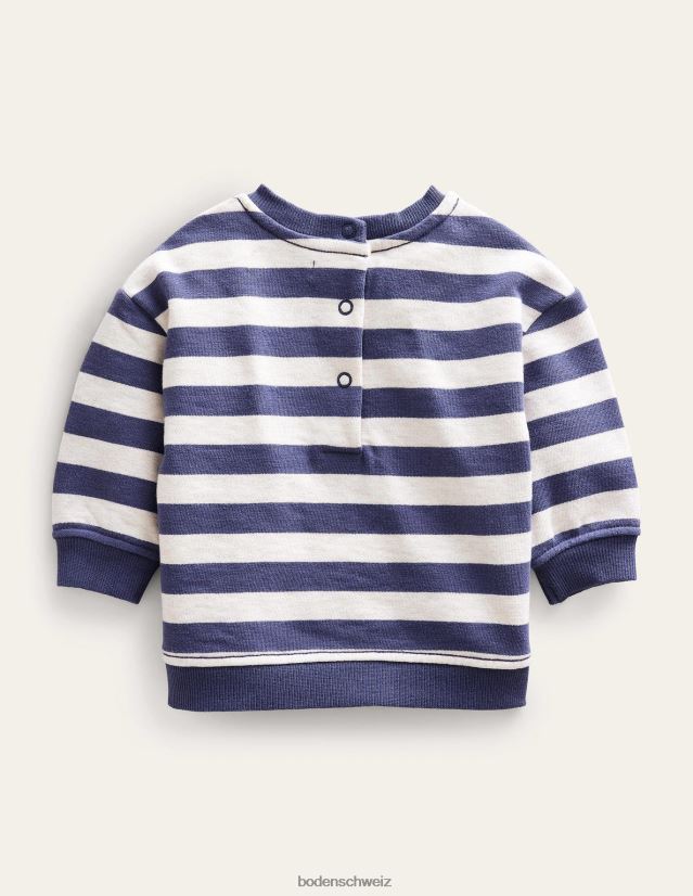 Boden Baby gestreiftes Sweatshirt VH86PT3466 Kleidung Haferflocken/Marineblau