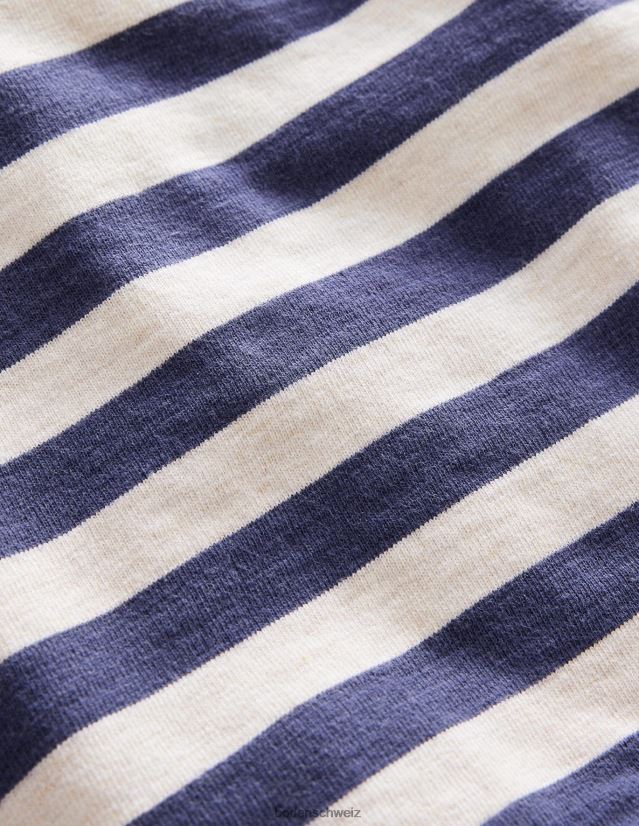 Boden Baby gestreiftes Sweatshirt VH86PT3466 Kleidung Haferflocken/Marineblau